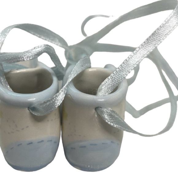 Baby Boy Baptismal Prayer Framed 8” x 6” Photo & Mini Ceramic Baby Boy Booties - Picture 8 of 10